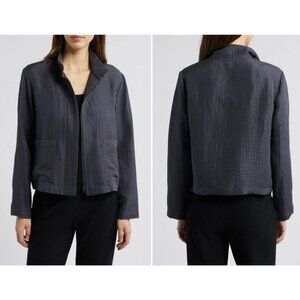 NWT Eileen Fisher Stand Collar Silk & Organic Linen Jacket Size XL Silk Linen